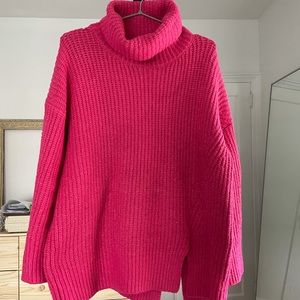 Hot pink turtleneck sweater
